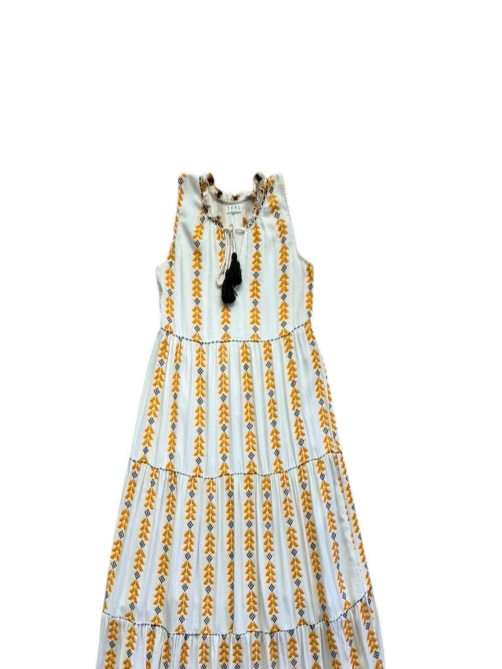 THML Boho Tiered Dress XS 100% Viscose Tassel Boutique Anthropologie Style.